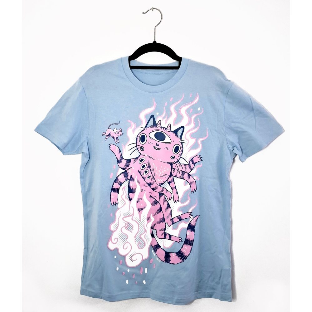 Nikki Smits - Demon Cat Unisex Tshirt - Blauw